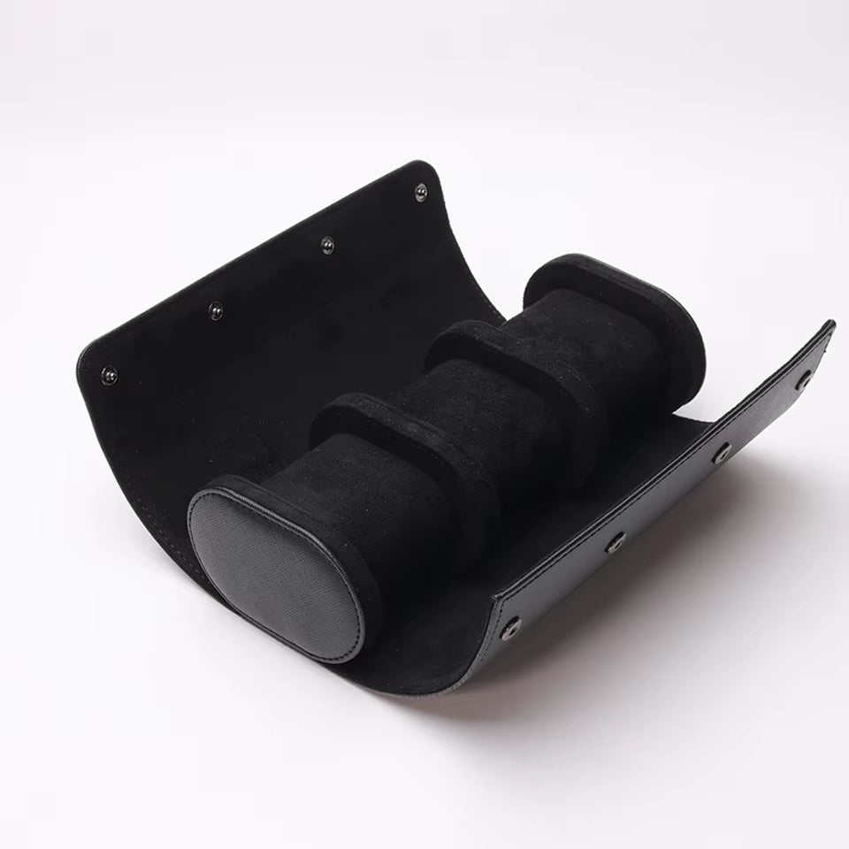 Estojo para Relógios em Couro Preto 3 Slots