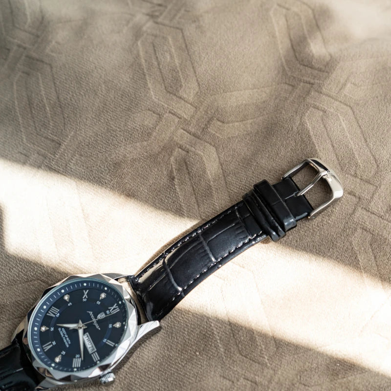 Relógio Masculino de Couro Luminous Blue Steel 41mm