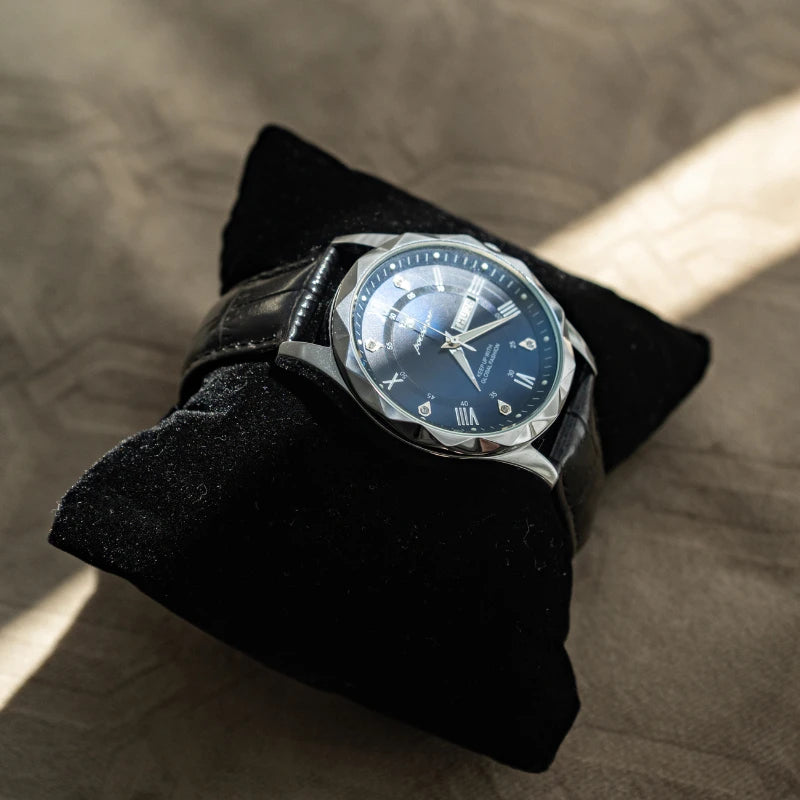 Relógio Masculino de Couro Luminous Blue Steel 41mm