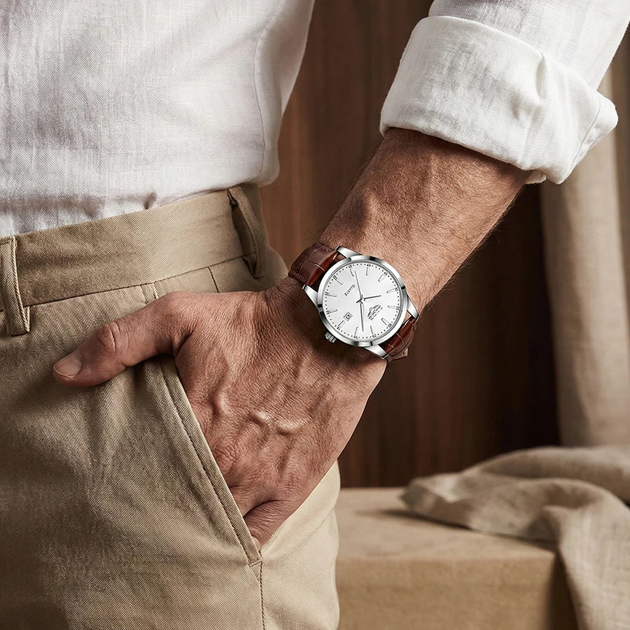 Relógio Masculino Sofisticado com Mostrador Prata