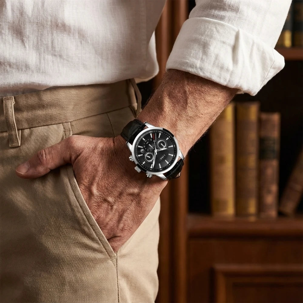 Relógio Masculino de Couro Ferren Black