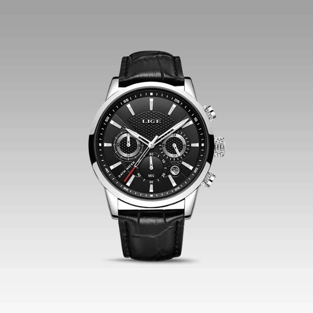 Relógio Masculino de Couro Ferren Black