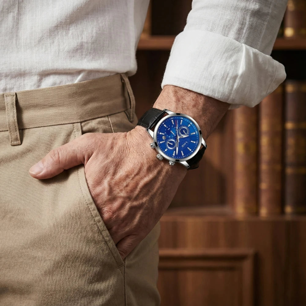 Relógio Masculino de Couro Ferren Blue