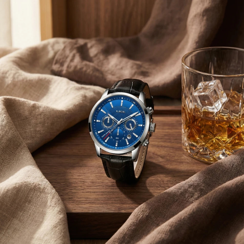 Relógio Masculino de Couro Ferren Blue