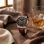 Relógio Masculino de Couro Ferren Gold Black