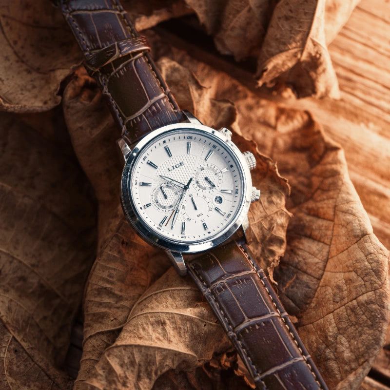 Relógio Masculino de Couro Ferren White 42mm