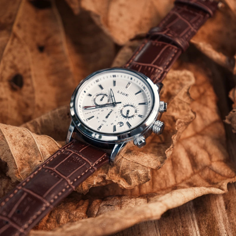 Relógio Masculino de Couro Ferren White 42mm