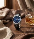 Relógio Masculino de Couro Luminous Blue Steel 41mm