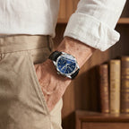 Relógio Masculino de Couro Luminous Blue Steel 41mm