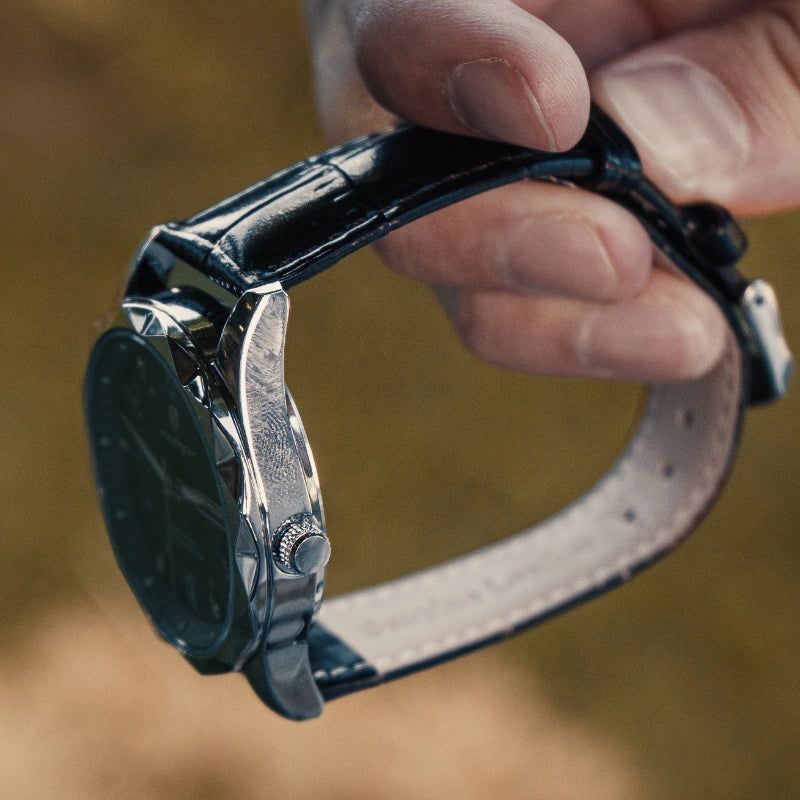 Relógio Masculino de Couro Luminous Blue Steel 41mm