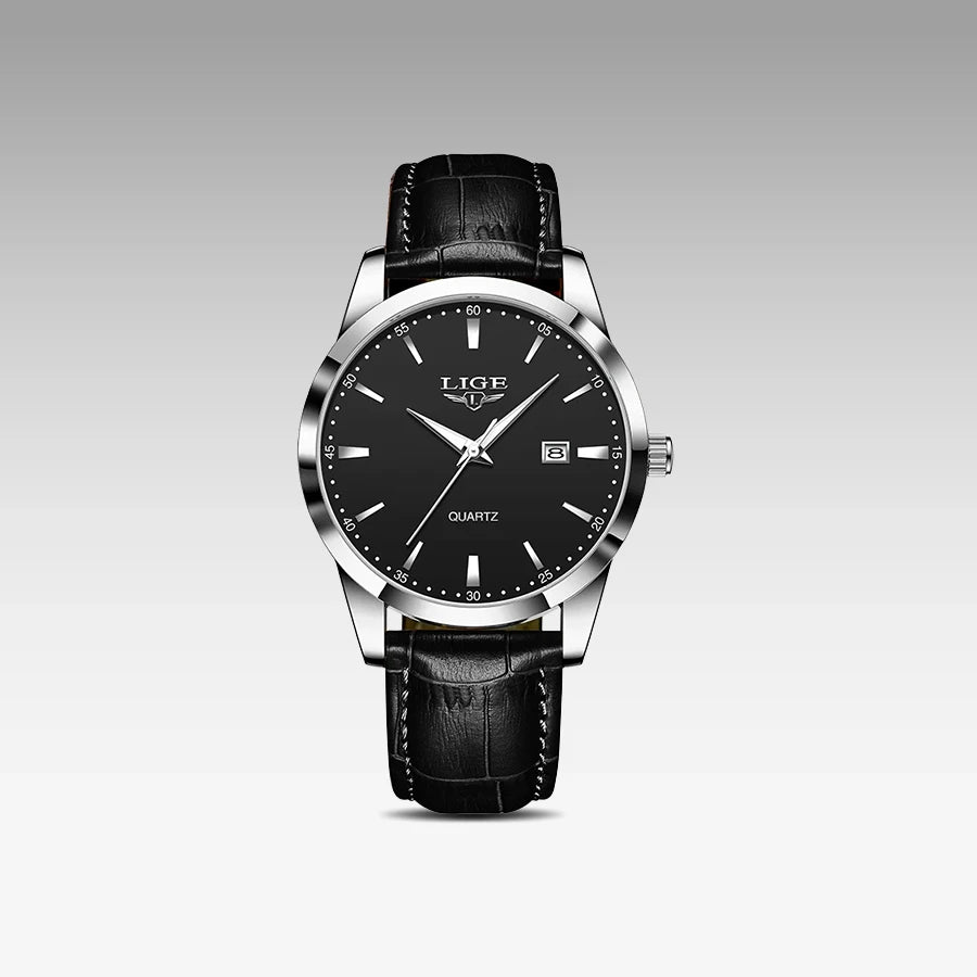 Relógio Masculino de Couro Célico Silver Black