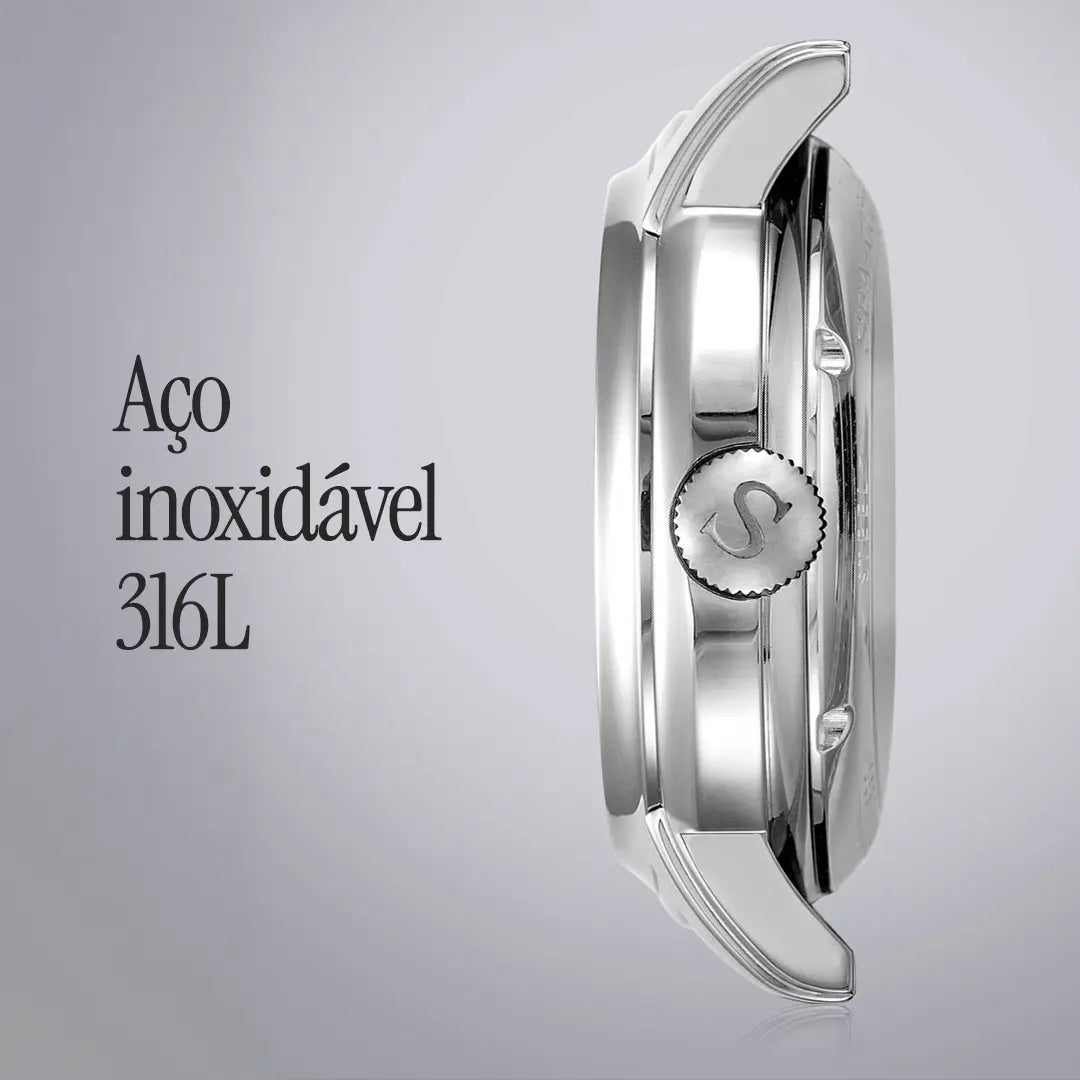 Relógio Masculino de Couro Alvor Black