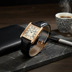 Relógio Maculino de Couro Solenne Black Gold