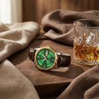 Relógio Masculino de Couro Luminous Gold Green 41mm