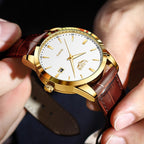 Relógio Masculino de Couro Célico Gold White 40mm