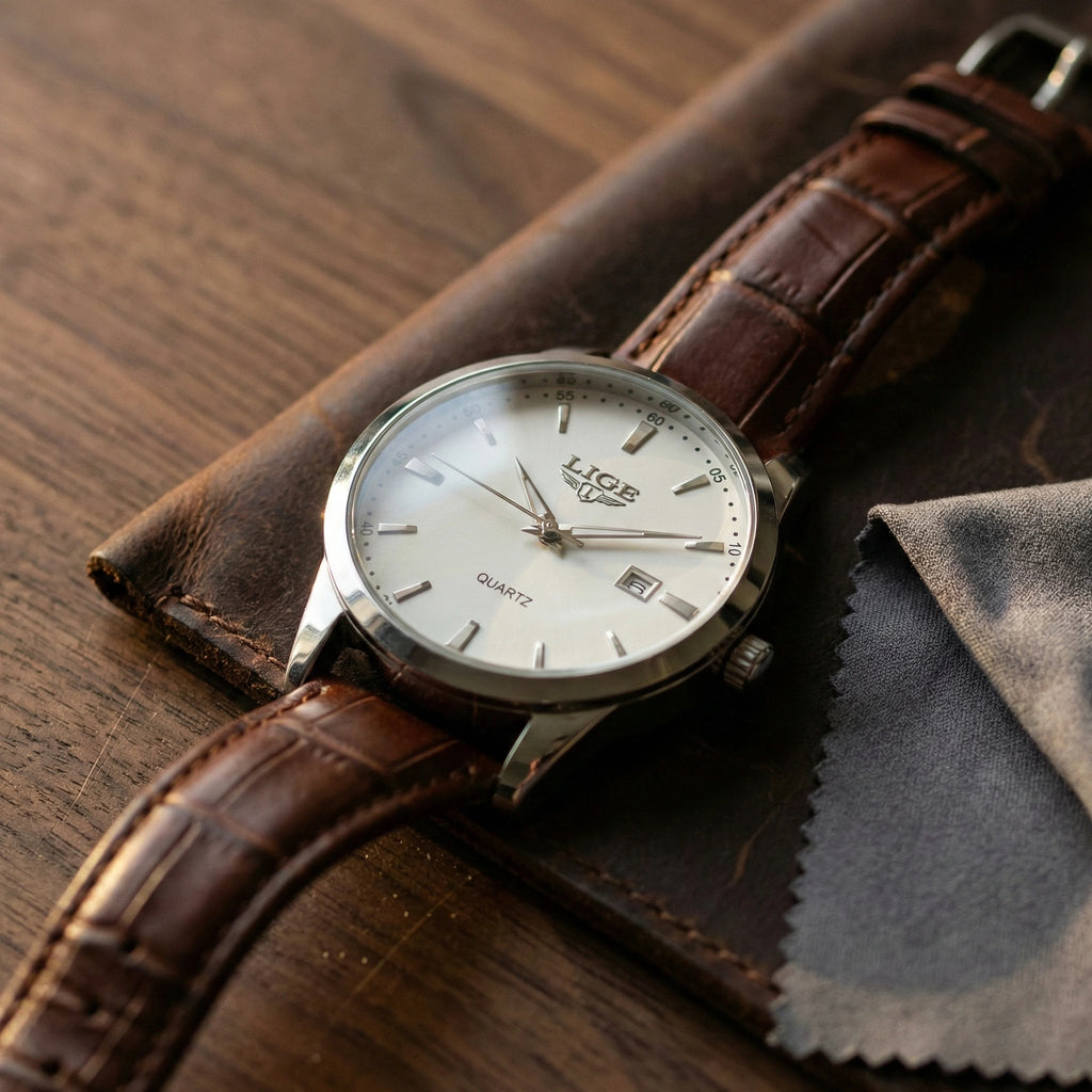 Relógio Masculino de Couro Célico Silver 40mm