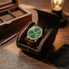 Relógio Masculino de Couro Luminous Gold Green 41mm