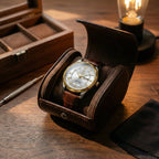 Relógio Masculino de Couro Luminous Gold White 41mm